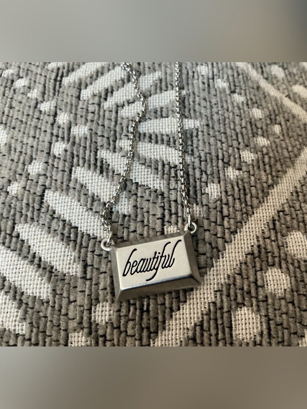 Lia Sophia Silver 'Beautiful' Script Bar Necklace